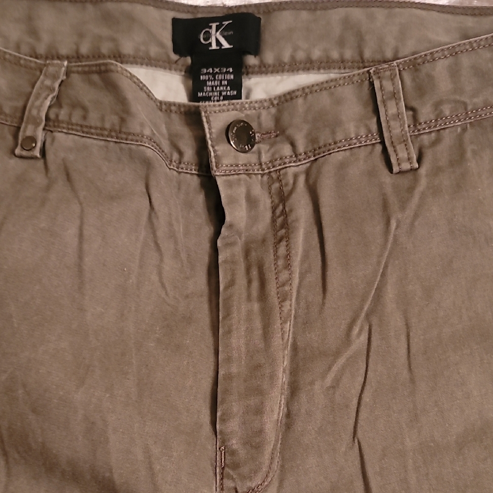 Calvin Klein Men's 34x34 Tan Chinos Classic Cotton Twill
